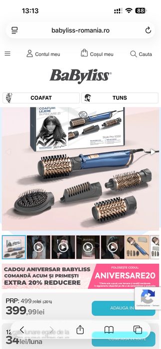 Vând perie rotativă BaByliss Frizz-free Airbrush AS966ROE