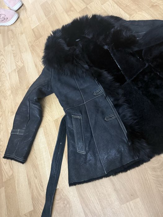 Cojoc blana naturala negru cu sidef