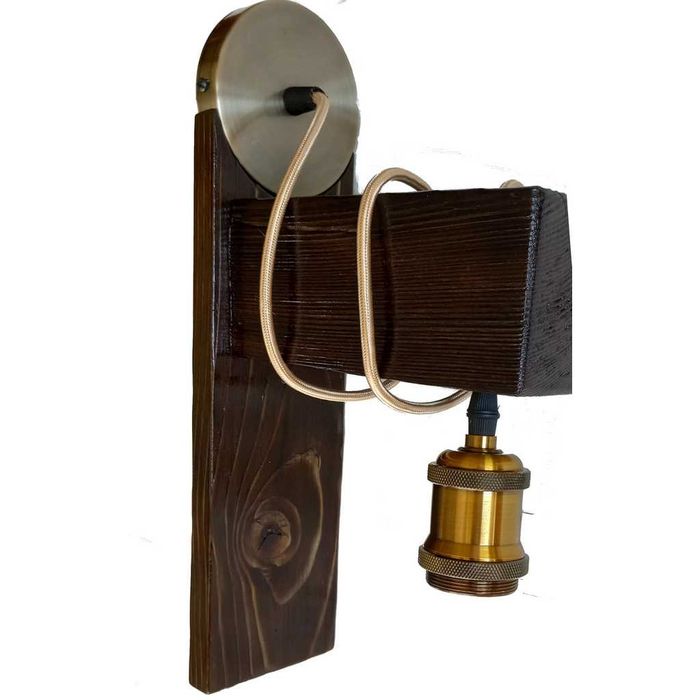 Lampa de perete din lemn ars – design rustic-industrial, handmade