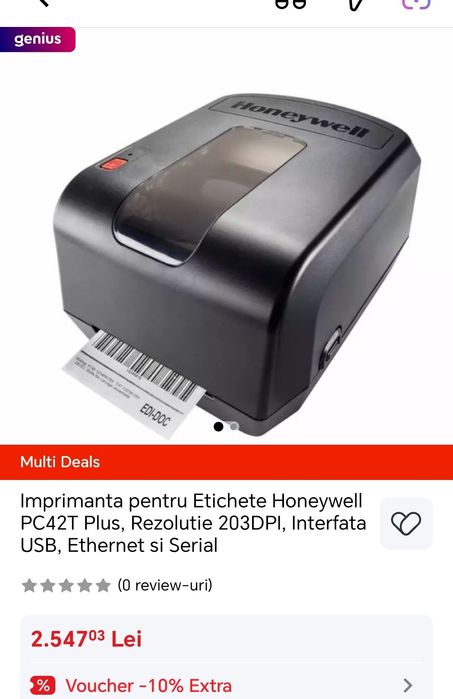 Imprimanta de etichete Honeywell PC42T Plus, 203DPI, USB, Ethernet, se