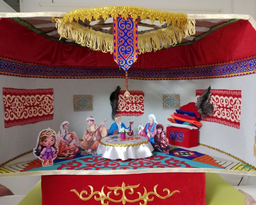 Рукоделие Юрта, қолөнер Киіз уйдің ішкі көрінісі