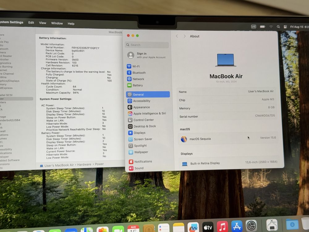 *512GB*Като Нов 13.6’Macbook Air M3 2024/8GB Ram/512GB SSD