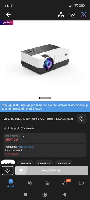 Videoproiector Gobran Full HD 1080p , HDMI,Usb,Card,Vga