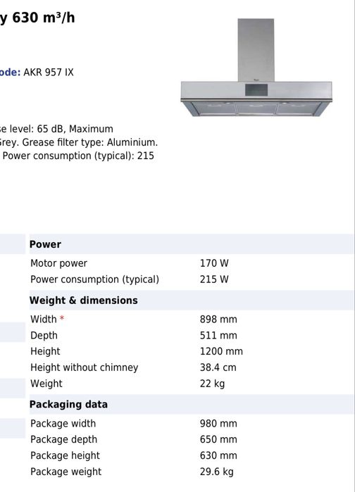 Аспиратор 80 см 630 куб.ч много запазен