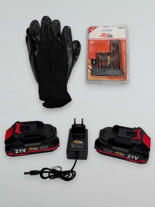 Беспроводной Шуруповерт Alfa Tools 21В, 2 аккумулятора