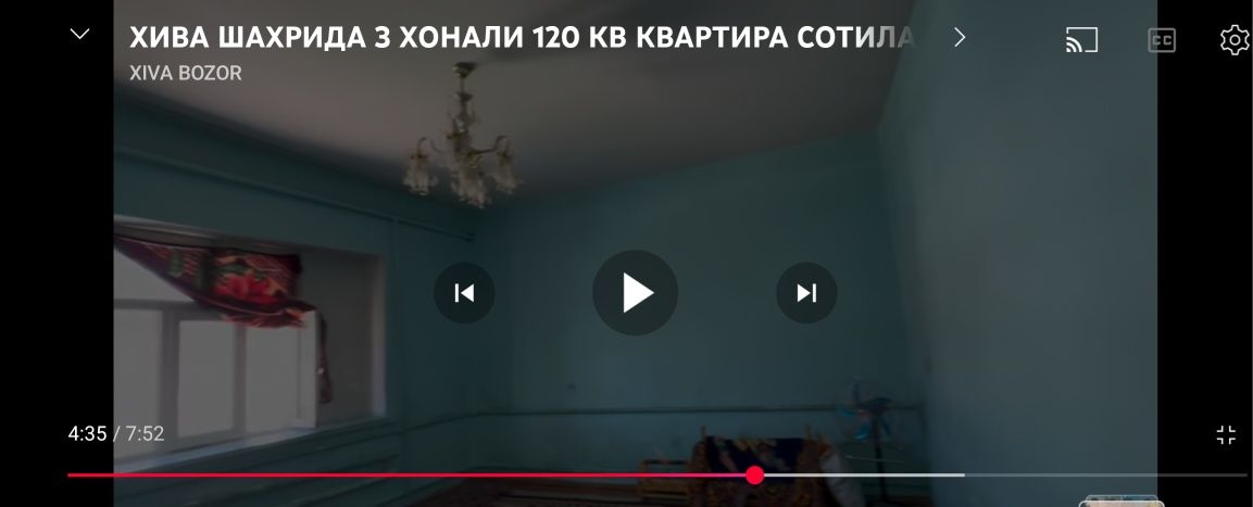 3 xonali kvartira sotiladi