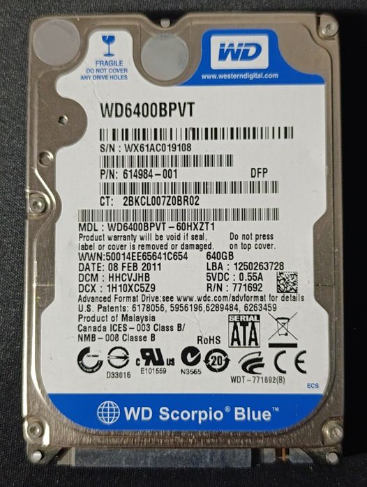 Хард ноудбучный 640 гигов