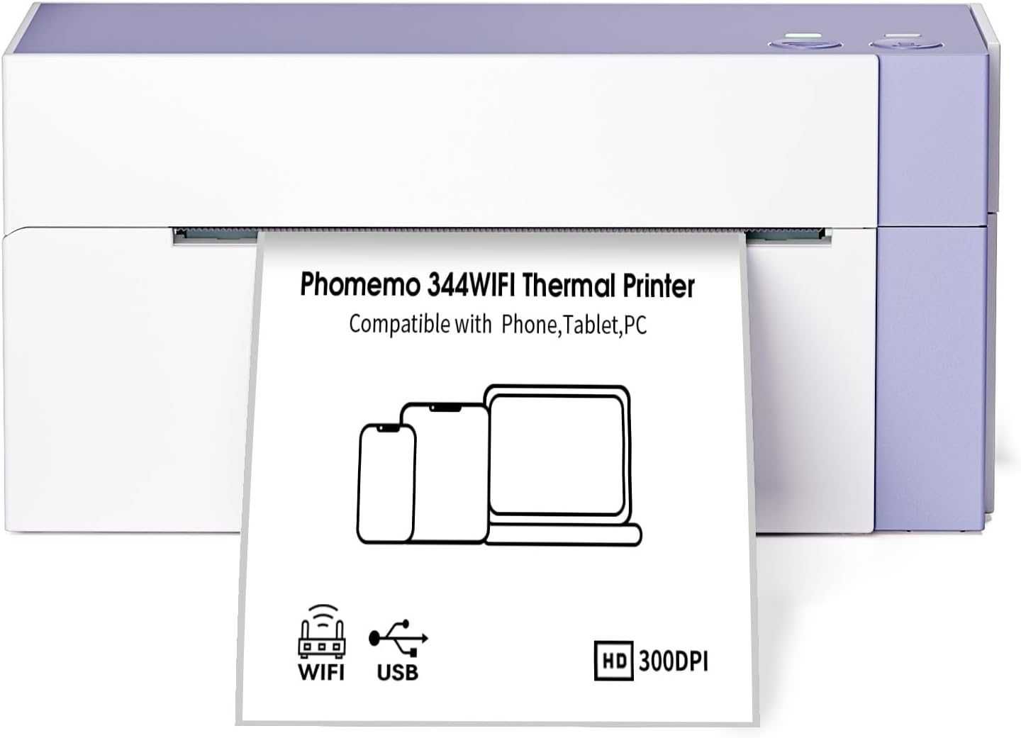 Phomemo 344 Wi-Fi термичен принтер,4x6 за Android,iOS и Windows, лилав