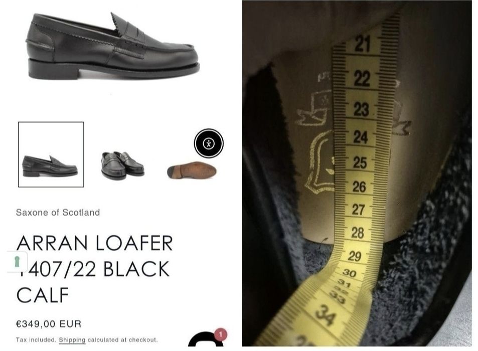 Pantofi de lux Handmade, Saxone of Scotland Arran Loafers - 42