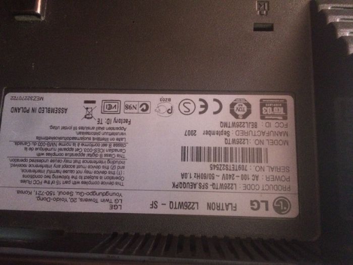 Monitor LCD LG L226WTQ-SF 22"