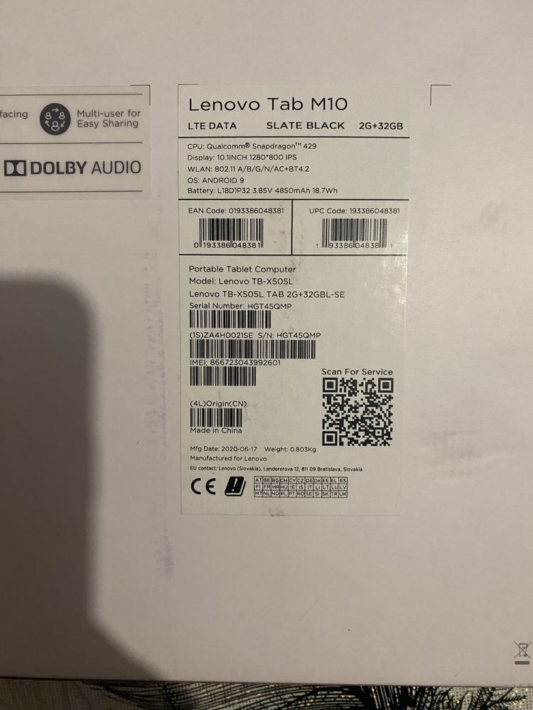 Vand lenovo tab M10