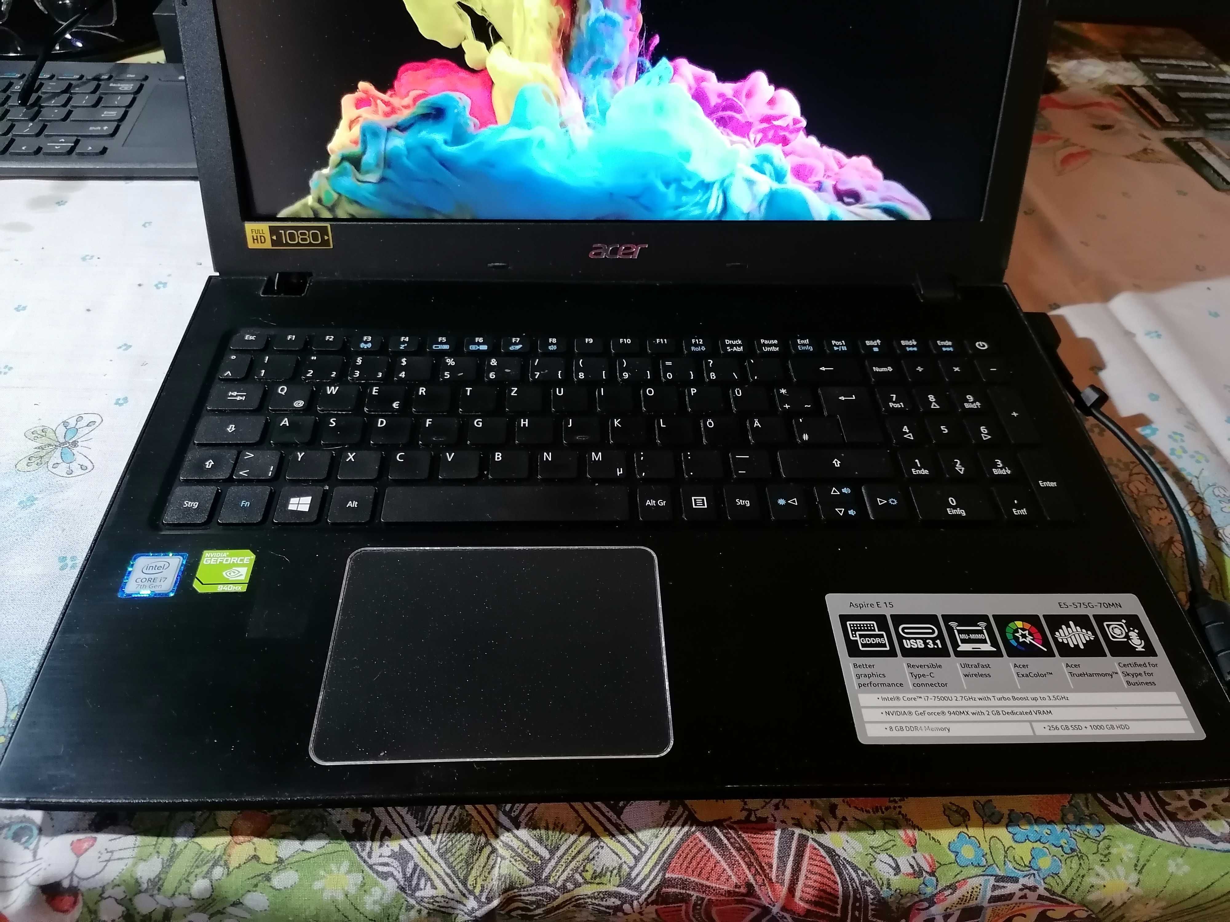 Laptop Acer Aspire E5-575G Intel i5-7300U / 15.6", GeForce 940MX 2GB