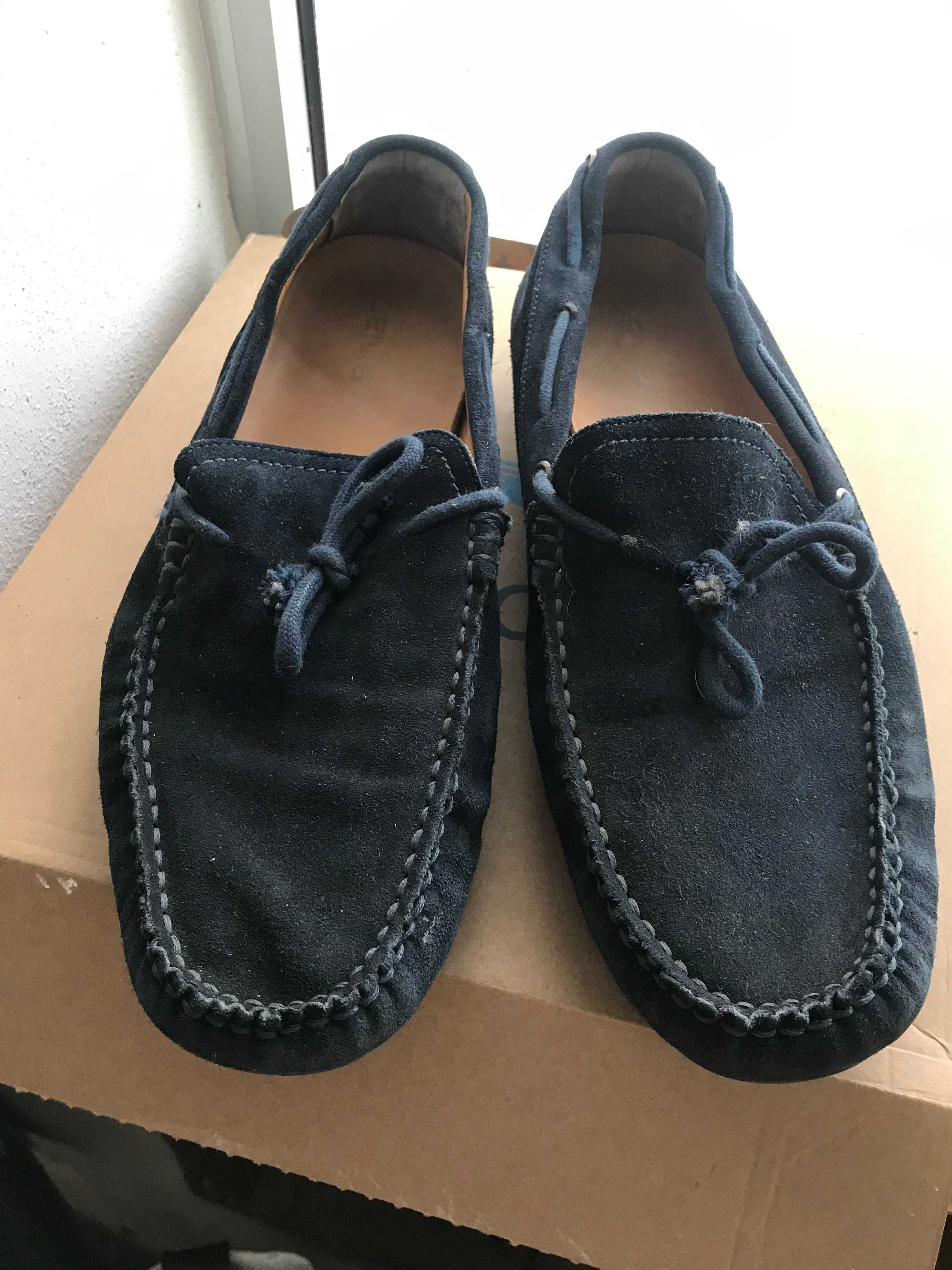 Mocasin albastru 45 piele/nubuc