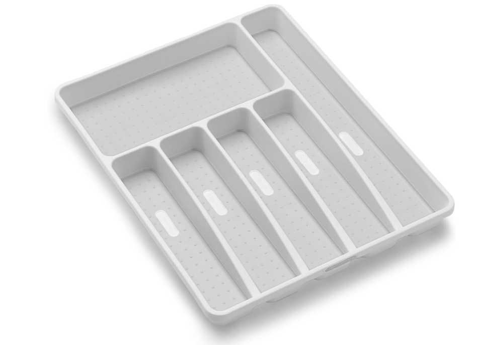 Tavă mare pentru tacâmuri Madesmart Classic, albă,6 compartimente