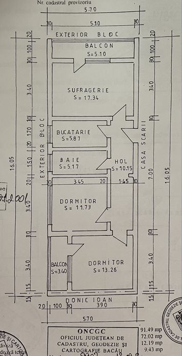Inchiriere apartament 3 camere Bacau Orizont