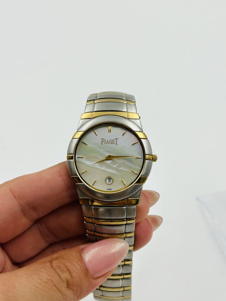 Луксозен швейцарски часовник Piaget стомана и позлата