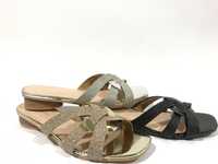 Дамски официални чехли в златно , сребълно и черно -005