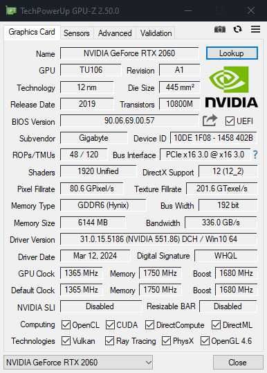 Видеокарта Gigabyte 2060 6gb