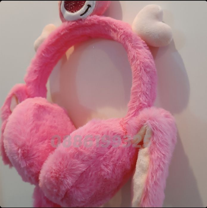 Детски плюшени ушанки с мърдащи уши Мечо Пух, Зайче, Мече и др.