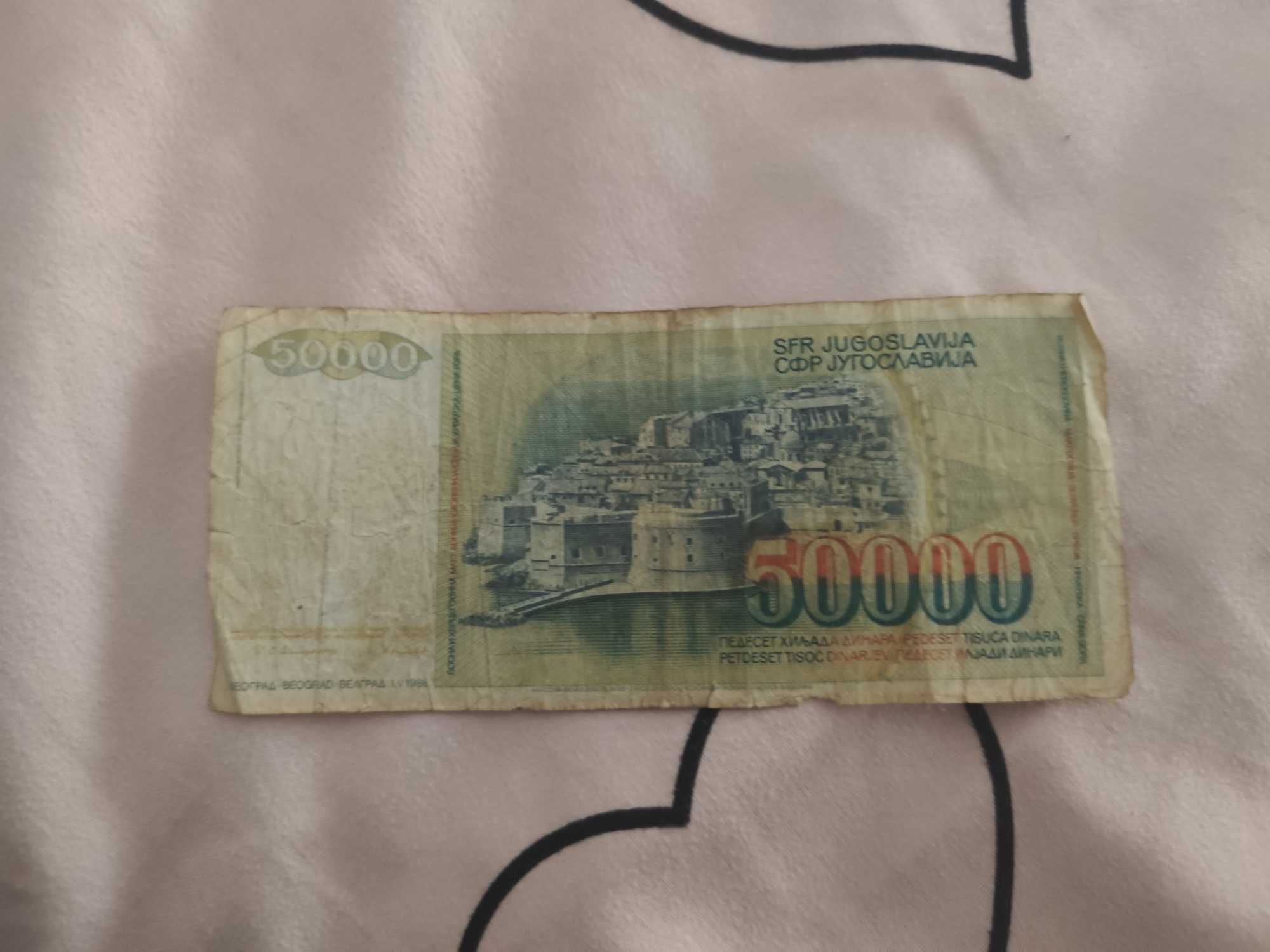 Bacnota 50000 dinari Iugoslavia 1988