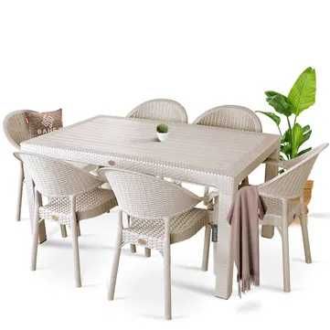 Комплект лукс маса + 6 или 4 стола ратан 4 цвята и размери маси мод.12