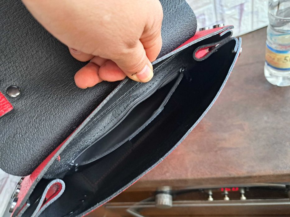 дамска раница,чанта червена,кожена-естествена кожа