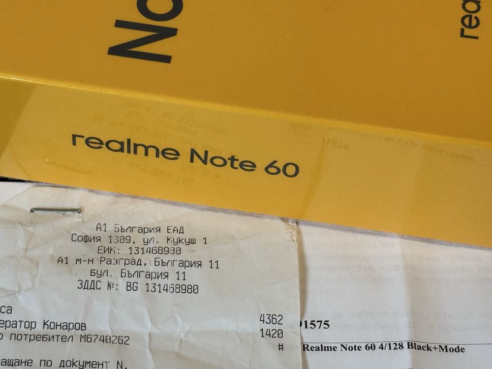 ЗАПЕЧАТАН 128GB Realme Note 60 A1  Гаранция до 2027г. Black