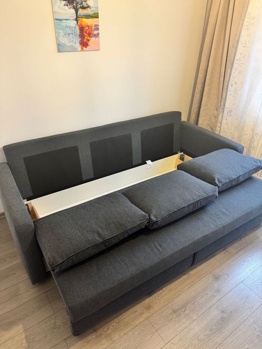 Canapea extensibilă 3 locuri, FRIHETEN, gri închis, Ikea,