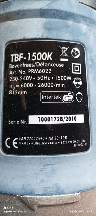 Freză de mână de 1500W