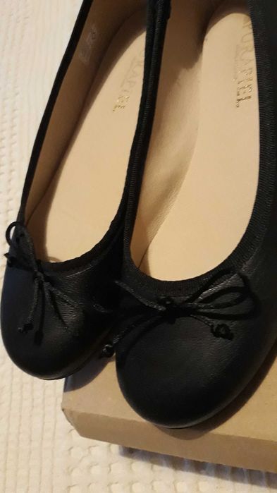 Дамски черни пантофки естествена кожа