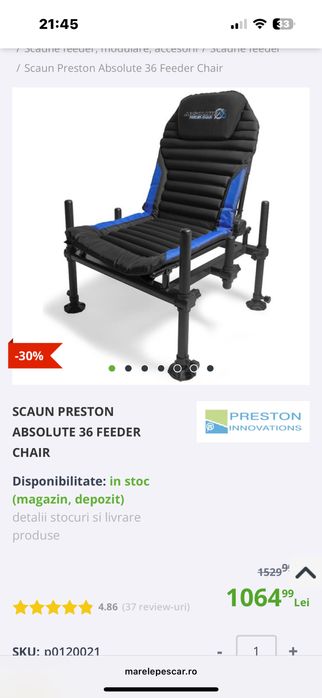 Vând Scaun Preston ABsolute Feeder Shair 36+accesorii