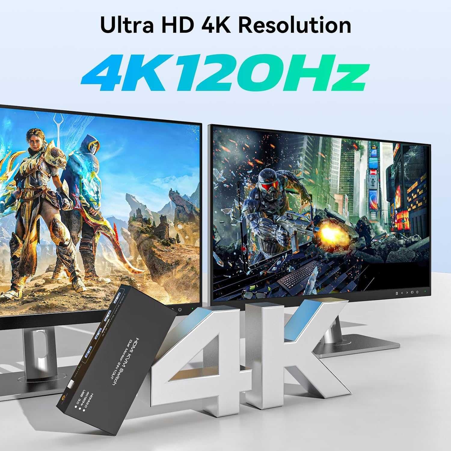 TJCXELE ​​4K120Hz HDMI KVM превключвател 2 монитора 2 компютъра