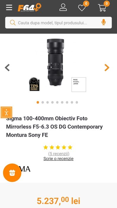 Obiectiv SIGMA 100-400mm, f5-6.3, nou ,montura SONY, full frame