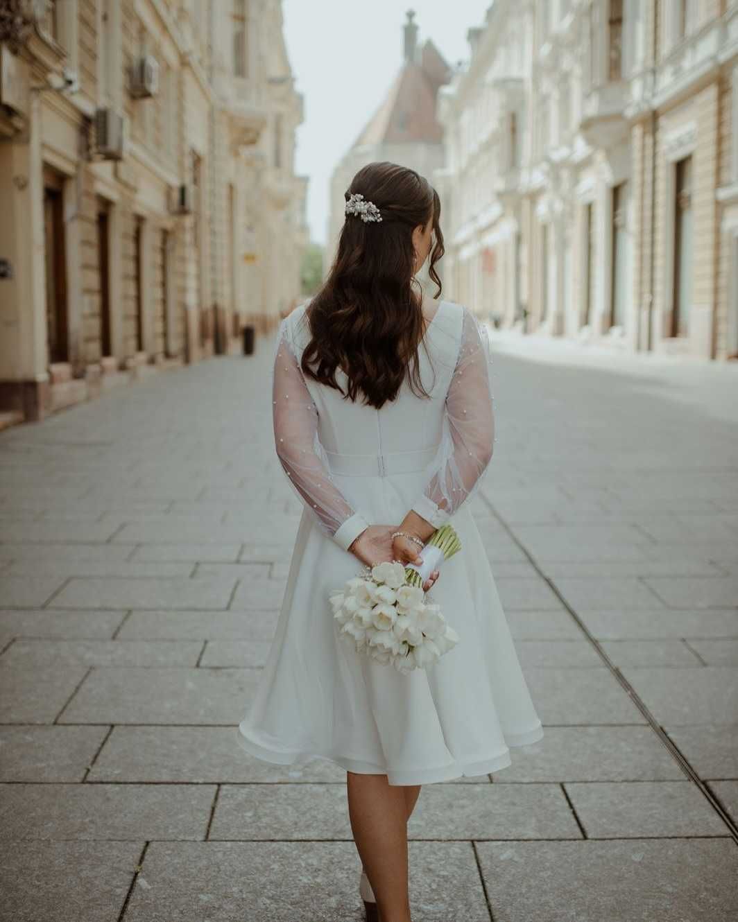 Vand rochie cununie civila eleganta, facuta la comanda