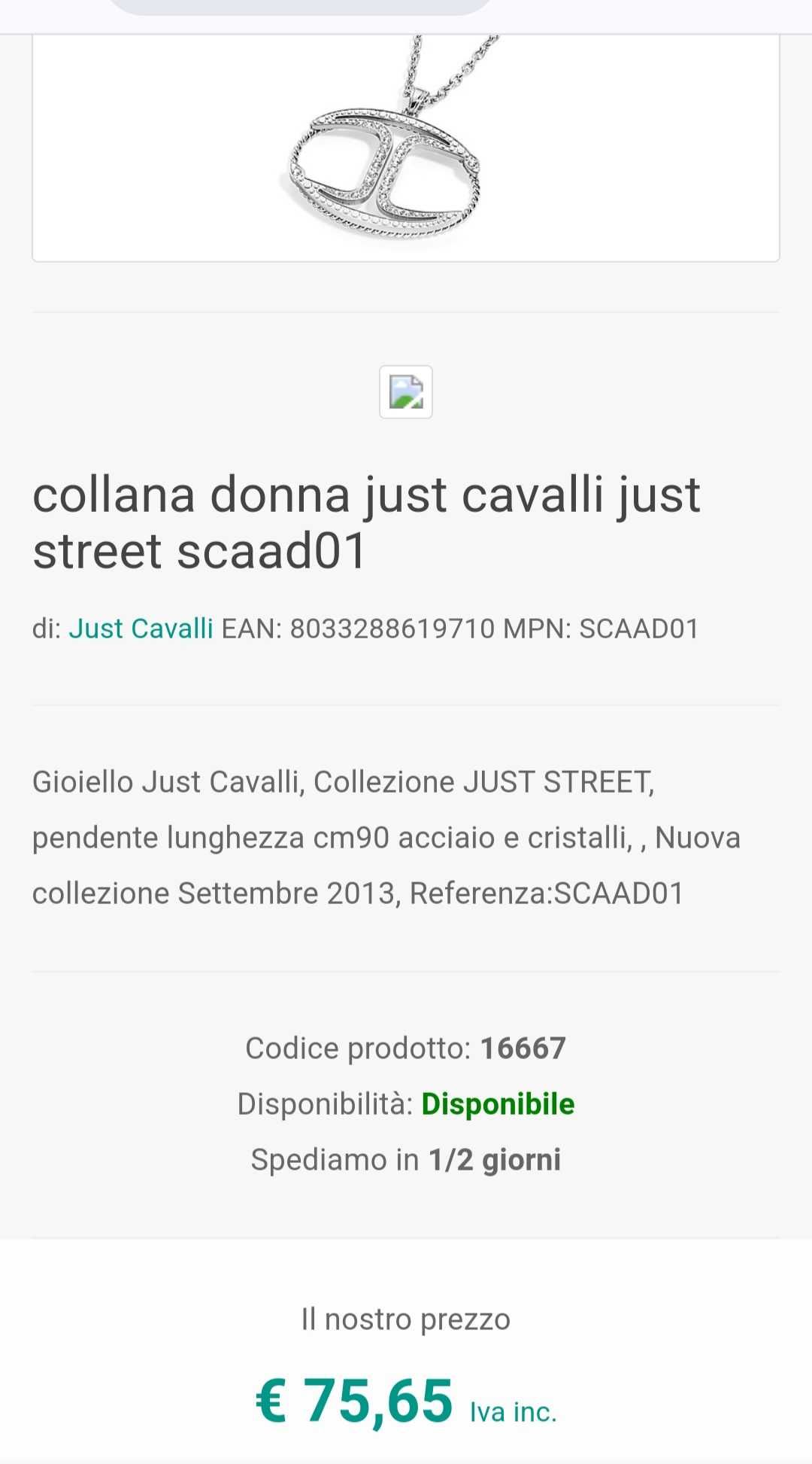 Colier dama Just Cavalli Just Street