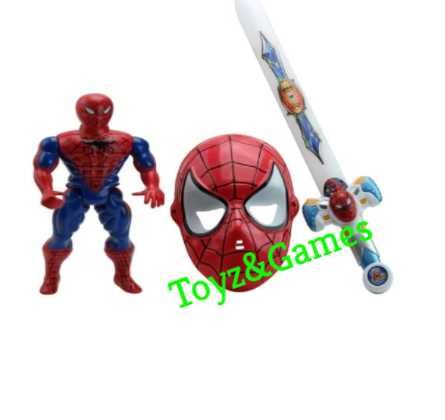 Figurina Spiderman+masca+sabie cu lumini