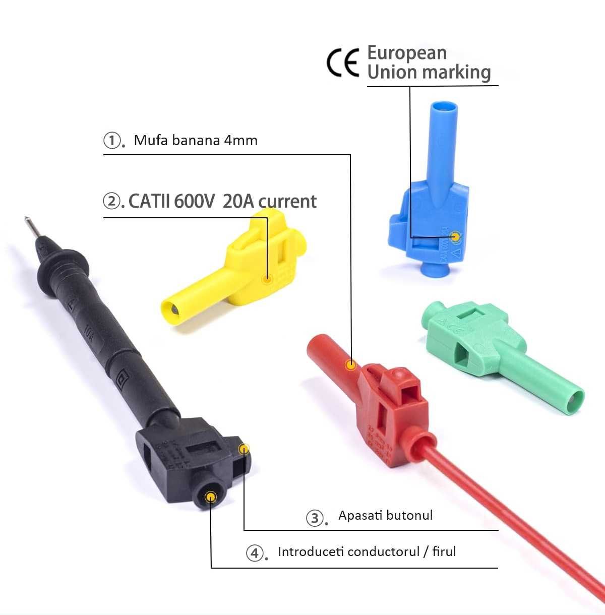 Mufa banana 4mm conectare rapida fara sudura accesorii multimetru