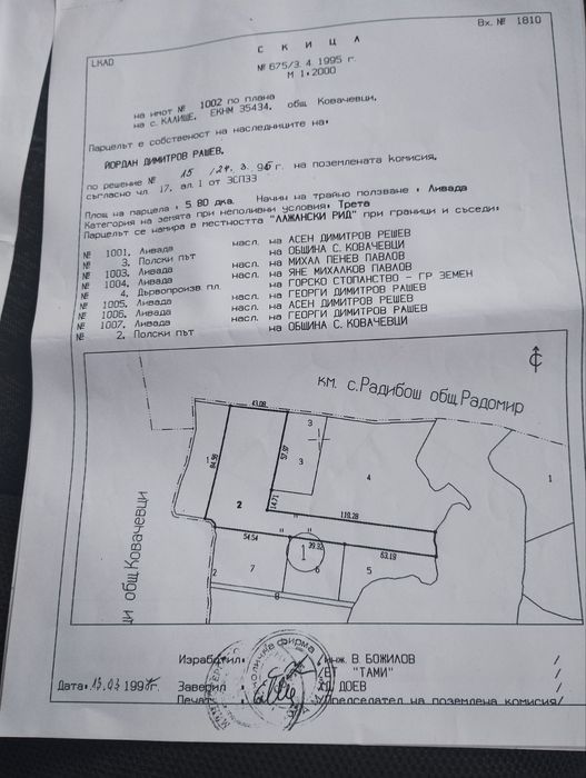 Продава се Парцел в с. Калище, Област Перник - 7600 кв.м за 2 €/кв.м - Снимка #1