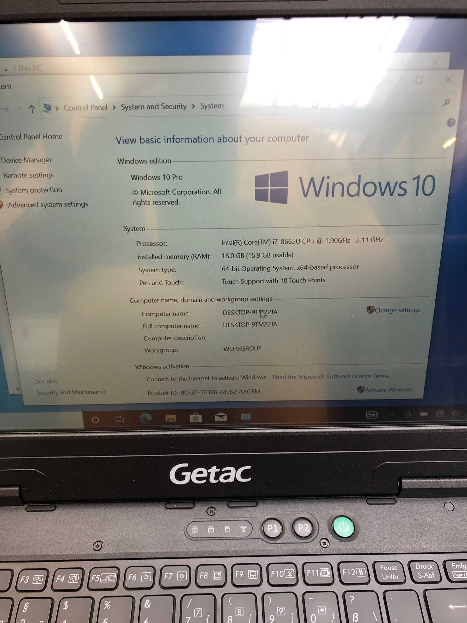 GETAC S410 G3  I7-8665U-16Gb -1Tb Ssd Grad A-Touchscreen