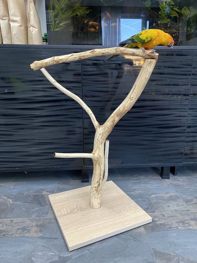 Дървена кацалка за папагал