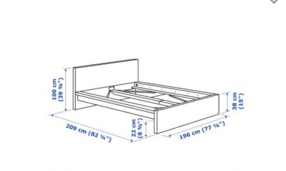 IKEA MALM МАЛЬМ кровать с реечным основанием - белая, 180x200 см.