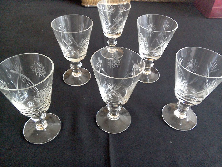Pahare cristal nobil, bizotate manual - 6 bucăți