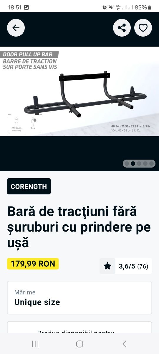 Bara tractiuni fără suruburi cu prindere pe usa