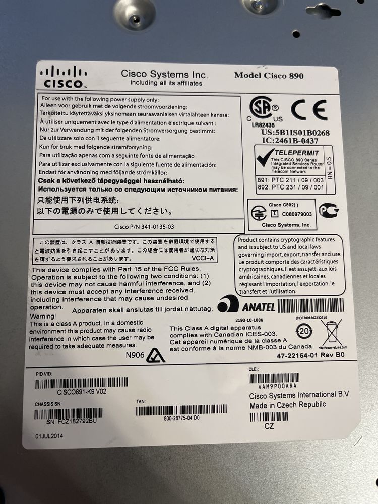 Роутер маршрутизатор Cisco 891