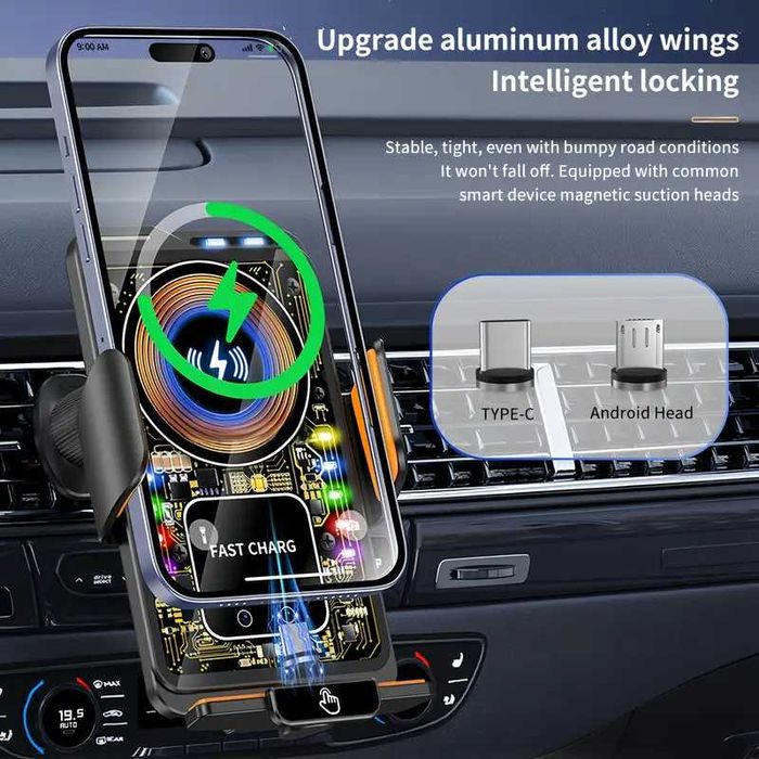 Incărcător Wireless fast charge SenzorTouch 15-66W acumulator propriu.