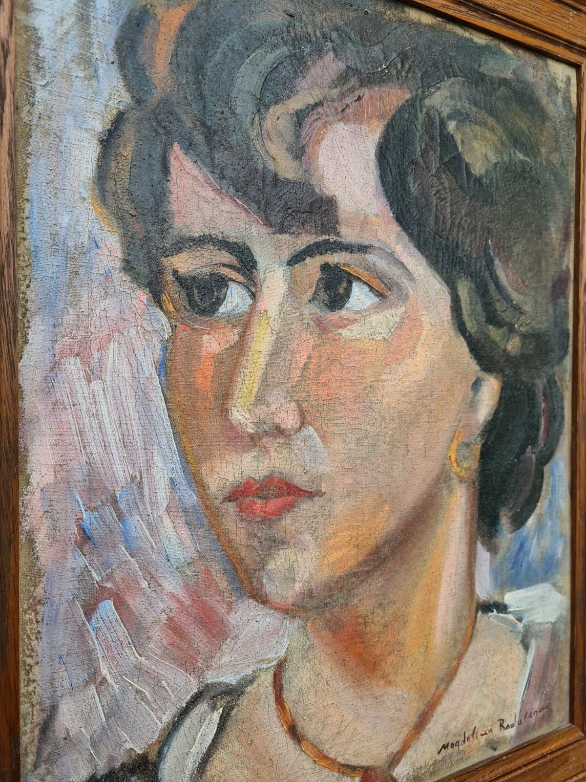 " Autoportret ", tablou superb, vechi, Magdalena Rădulescu,  u/p