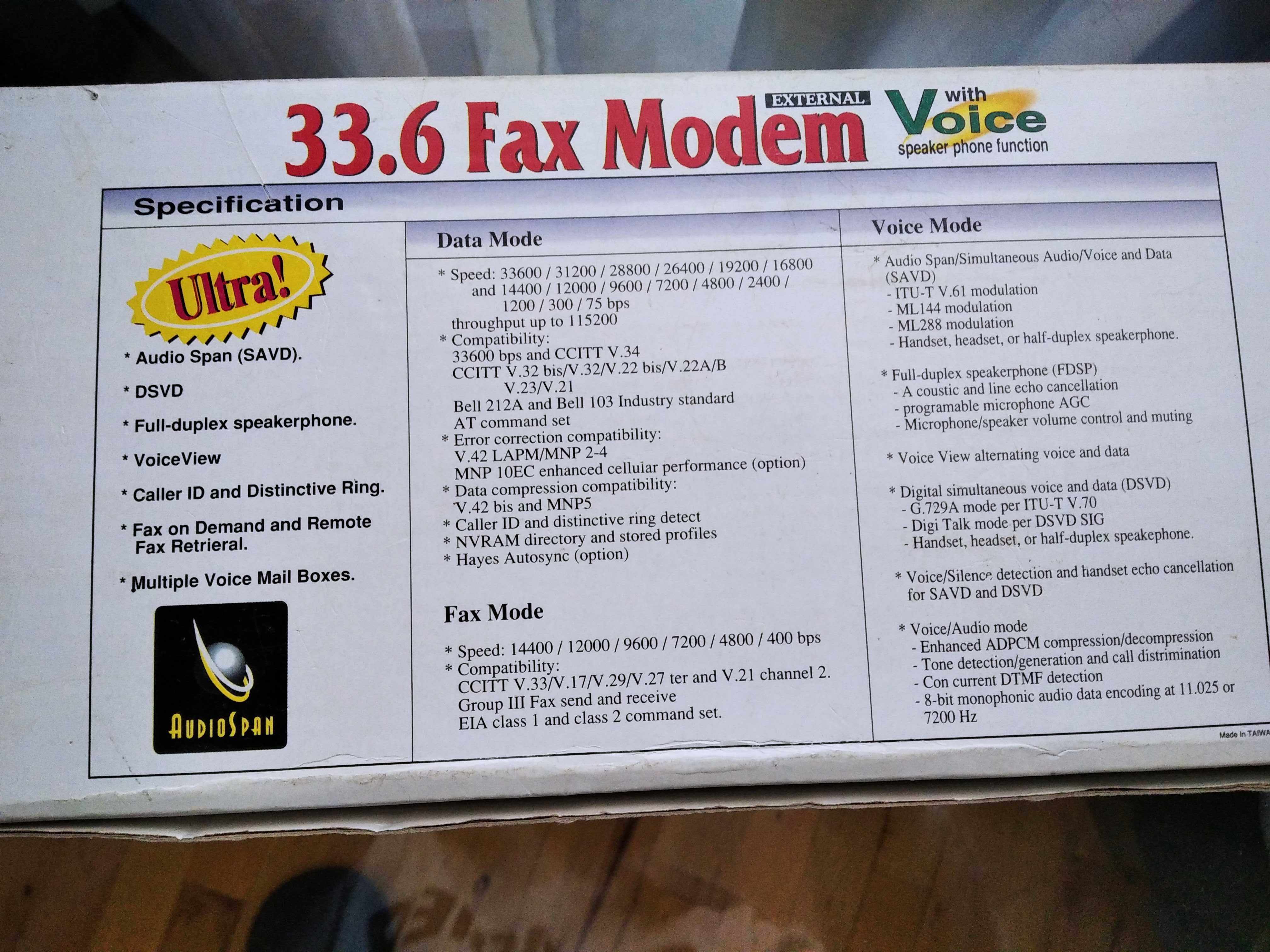 33.6 Факс модем Voice