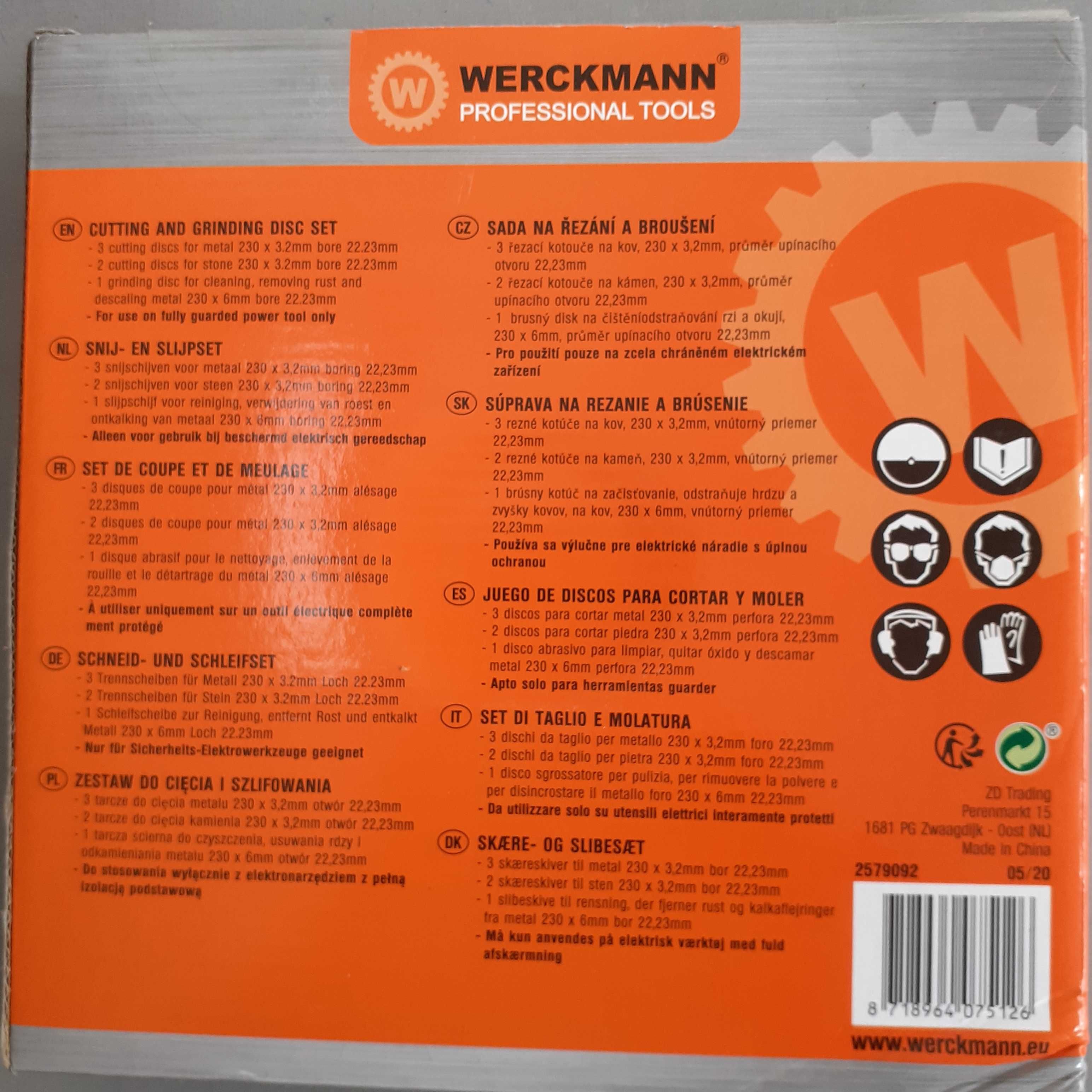 Комплект дискове за ъглошлайф-230х22.23мм.-6бр.,метал,камък-Werckmann