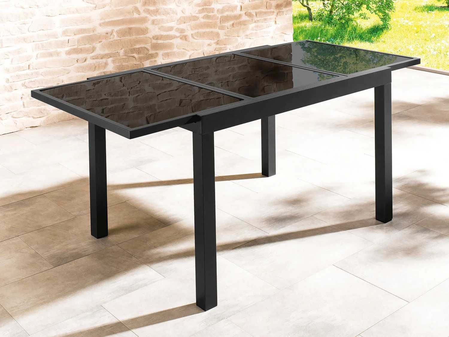 Алуминиева градинска маса LIVARNO 120/180 x 90 см със закалено стъкло