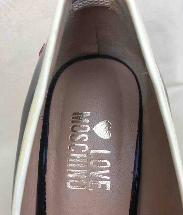 Love MOSCHINO Sandale Platforma Piele Negru Ivory Original Italia